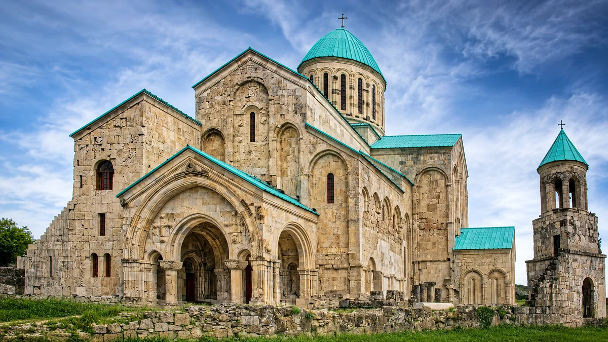 Bagrati Cathedral on its hilltop in Kutaisi, Imereti, Georgia