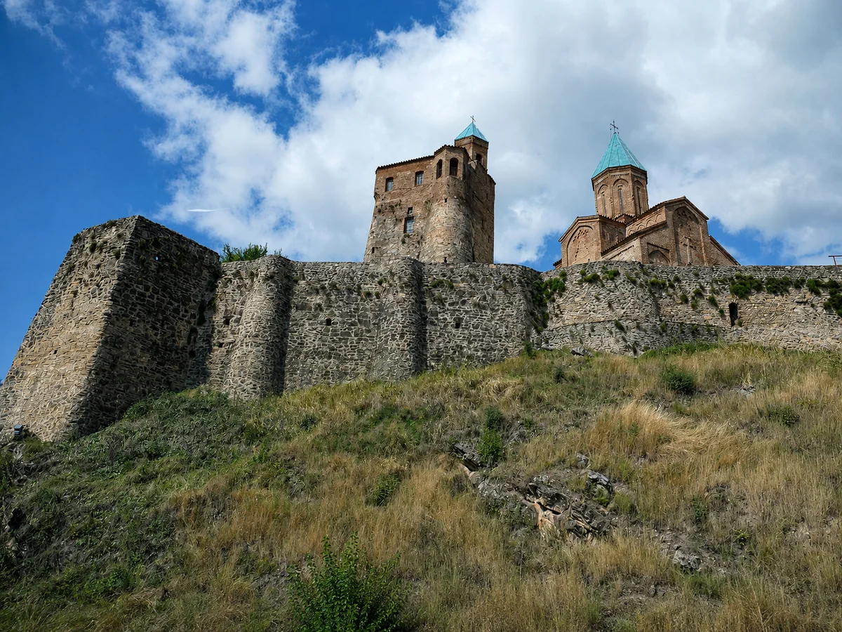 The church and tower of Gremi on their hilltop in Kakheti, Georgia