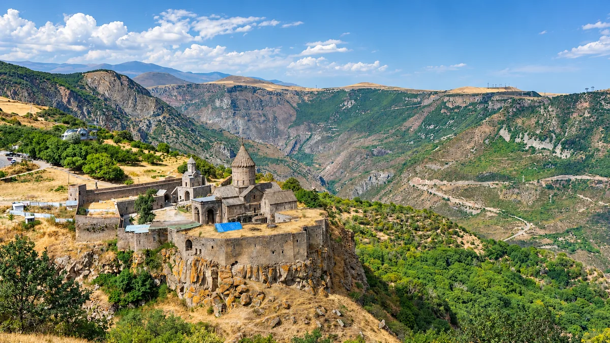Tatev Monastery on its basalt plateau above the Vorotan Gorge in southern Armenia