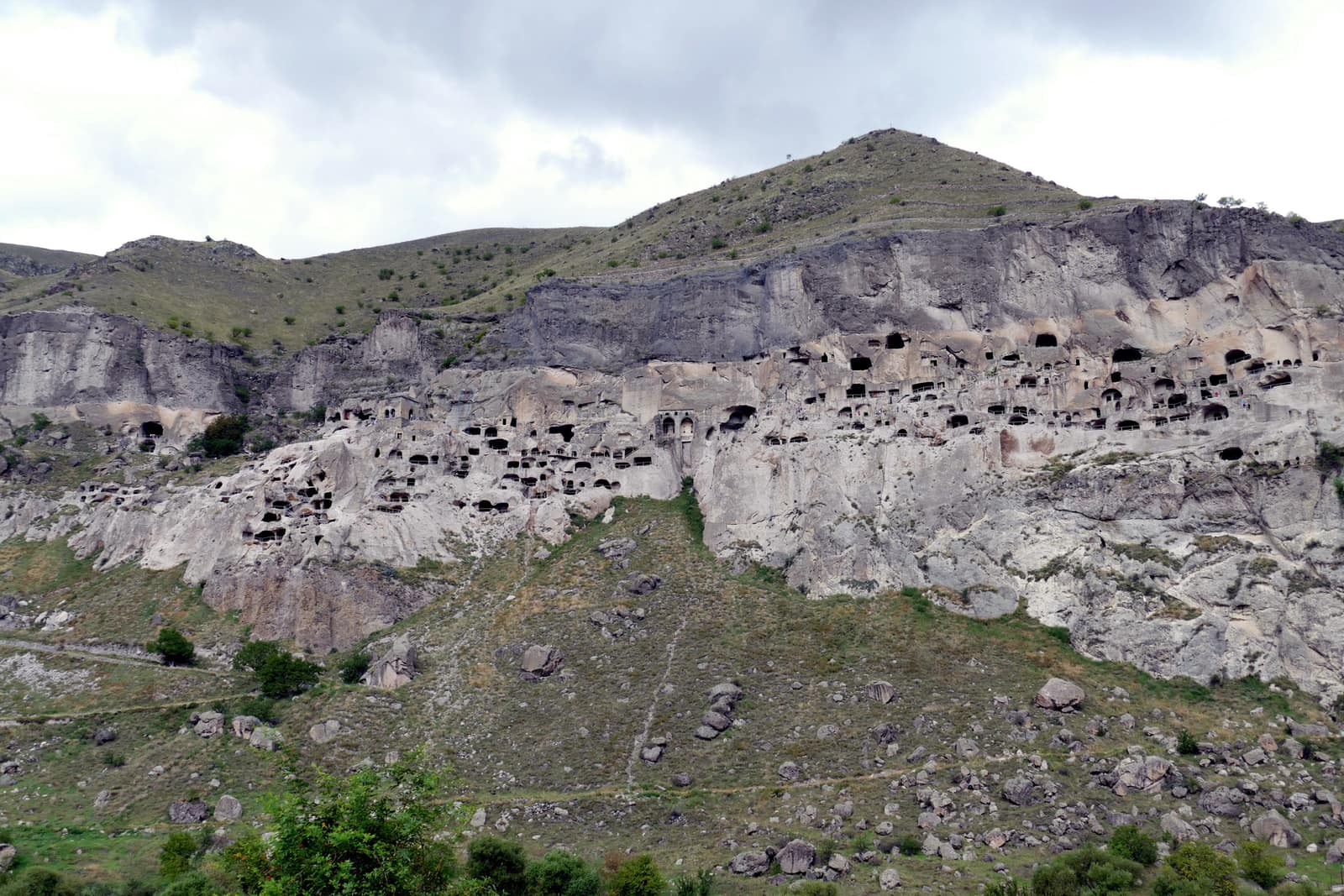 The Vardzia cave monastery carved into the cliffs of the Mtkvari gorge in southern Georgia