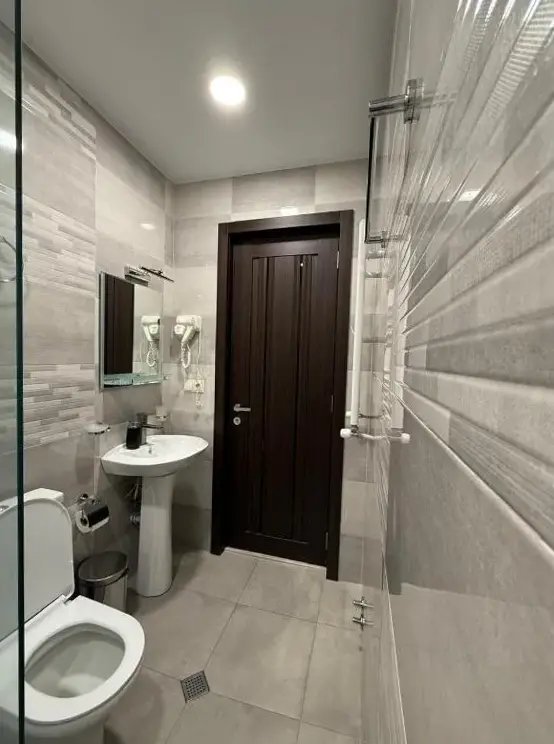 Best View Kazbegi hotel bathroom with shower in Stepantsminda, Georgia