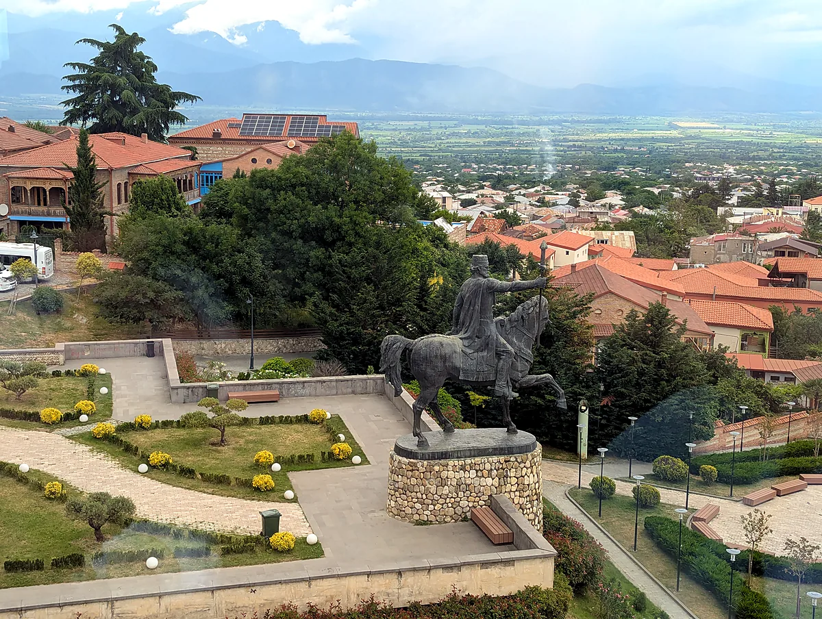 The equestrian monument to King Erekle II above Telavi, Kakheti, Georgia