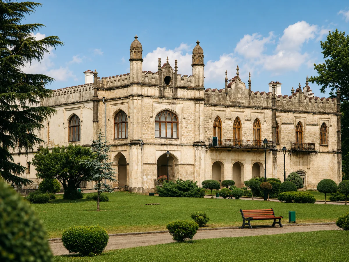 Dadiani-paleis in gotische stijl met tuinen in Zugdidi, West-Georgië